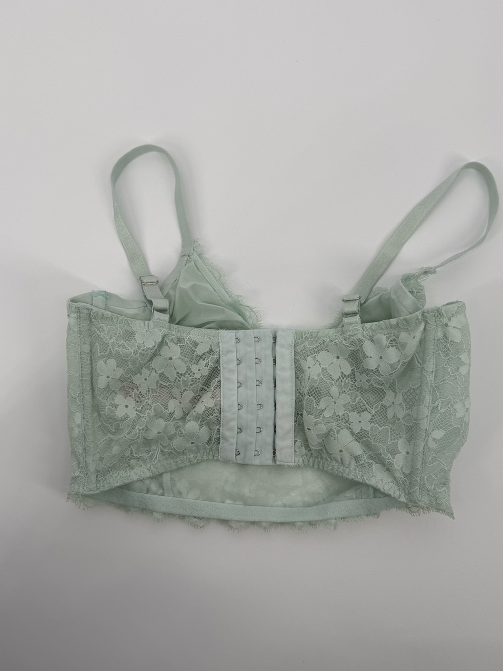 Victoria's Secret Dream Angels Green Lace Longline Bra 32DD Underwire Balconette - Picture 3 of 4